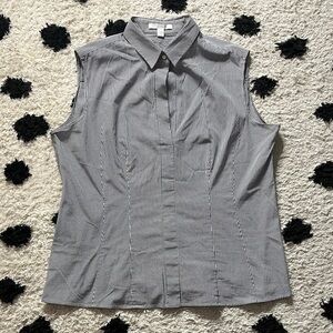 Boss size 14 gray and White Striped Sleeveless Shirt